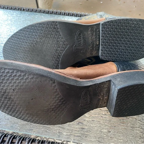 Justin Boots Tekno Crepe Western oil resistant leather. Made in USA. RODEO - Picture 9 of 10